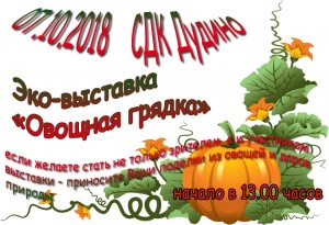 07.10.18 в Дудинском СДК пройдёт эко-выставка для детей "Овощная грядка"